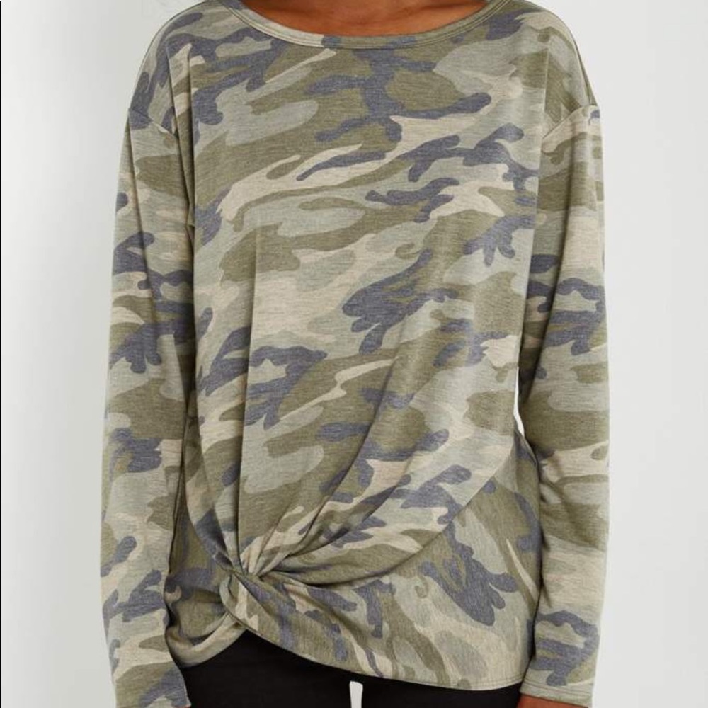 MILITARY Camo Front Twist Top